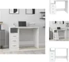 A collage of images showing a white desk with drawers, presented in different angles and settings. Produktbild-Vorschau