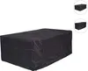 A black outdoor furniture cover is shown on a white background. Two smaller inset images show the same cover from different angles. Produktbild-Vorschau