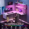 A gaming desk setup with a computer, monitor, chair, and LED lighting. Náhľad obrázku produktu