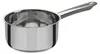 A clean, professional studio shot of a stainless steel saucepan with a long handle, isolated on a white background. Náhľad obrázku produktu
