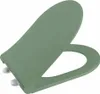 A green toilet seat with a soft-close mechanism, shown from a slightly elevated diagonal angle. Anteprima dell’immagine prodotto