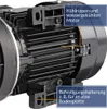 A close-up view of a water-cooled motor with cooling fins and mounting brackets. Produktbild-Vorschau