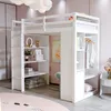 A white loft bed with shelves and a closet area in a child's room. Anteprima dell’immagine prodotto