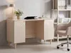BELIANI Schreibtisch Hellbeige MDF 140 x 50 cm mit Türen Produktbild-Vorschau 2