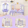 COSTWAY Coiffeuse pour enfants avec tabouret, Coiffeuse Voir les images du produit 4