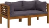 A two-seater outdoor sofa made of acacia wood with gray cushions, shown against a white background. Náhled obrázku produktu