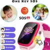 A collage of images showing a crying child, two young girls, a smartwatch, and contact list icons for a children's smartwatch. Produktbild-Vorschau