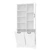 A white cabinet with open shelves and two large doors at the bottom. Náhled obrázku produktu