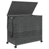 vidaXL Wäschekorb mit Rollen Grau 66x35x60 cm Rattan Produktbild-Vorschau 4