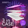 An exploded view of a phone case with fireworks in the background. Produktbild-Vorschau