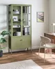 BELIANI Vitrine Grün Metall mit 2 Glastüren 180 cm Hoch 5 Produktbild-Vorschau 2