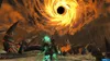 A fantasy character stands in a desolate, rocky landscape with a swirling vortex of fire and light in the sky. Produktbild-Vorschau