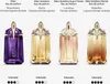 Four different perfume bottles are displayed in a row, each with descriptive text and intensity indicators below. Produktbild-Vorschau
