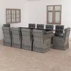 vidaXL 9-tlg. Garten-Essgruppe mit Kissen Poly Rattan Grau Produktbild-Vorschau 10