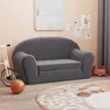 vidaXL Kinder-Schlafsofa 2-Sitzer Anthrazit Weicher Plüsch Produktbild-Vorschau 2