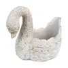 Clayre & Eef Blumentopf Schwan 19x11x15 cm Weiß Stein Produktbild-Vorschau 2