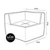 A line drawing of a corner sofa module with dimensions indicated. Náhled obrázku produktu