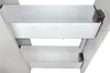 Two white cabinet drawers are shown extended from a cabinet, viewed from a low angle. Voir les images du produit