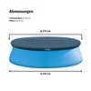 A diagram showing the dimensions of an Intex swimming pool with a cover. Produktbild-Vorschau