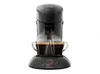 A black Philips Senseo coffee machine brewing two cups of coffee. Produktbild-Vorschau