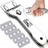 A hand holding a glass scraper with extra blades. Produktbild-Vorschau