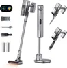 A collection of images showcasing a cordless vacuum cleaner and its accessories, presented on a white background. Produktbild-Vorschau