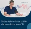 A man is using a blood pressure monitor, with wavy lines representing heartbeats above him. Produktbild-Vorschau
