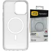 A clear phone case with a magnetic ring and its packaging are shown side-by-side against a white background. Anteprima dell’immagine prodotto