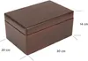 A brown wooden box with dimensions indicated by measurement lines and text. Produktbild-Vorschau