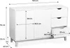 A white sideboard with dimensions indicated by measurement lines and text. Anteprima dell’immagine prodotto