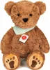 A brown teddy bear with a green polka dot bandana and a red tag. Produktbild-Vorschau