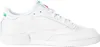 A side view of a white Reebok Club 85 sneaker with green and red branding. Produktbild-Vorschau