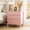 Comodino in legno con 3 cassetti, color rosa Anteprima dell’immagine prodotto 1