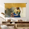 MuchoWow® Wandteppich Wandbehang Milchmädchen - Gold - Produktbild-Vorschau 6