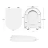 Diagrams showing the dimensions of a white toilet seat. Produktbild-Vorschau