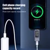 A smartphone is charging, with a USB tester showing charging data between the charger and the phone. Náhľad obrázku produktu