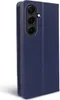A blue flip cover case for a Samsung Galaxy A55 5G phone is shown from a side angle. Produktbild-Vorschau