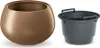 A bronze planter pot and a gray insert are shown side-by-side against a white background. Náhľad obrázku produktu