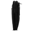 A side view of a black nylon smartphone pouch with a zipper and a carabiner clip. Produktbild-Vorschau