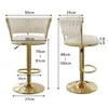 Two bar stools are shown with dimensions and measurements indicated by text and arrows. Voir les images du produit
