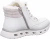 A white winter boot with a side zipper and laces. Voir les images du produit