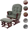 A green upholstered rocking chair and ottoman set on a white background. Voir les images du produit