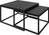 A set of two nesting coffee tables with black matte tops and black metal frames, presented against a white background. Produktbild-Vorschau