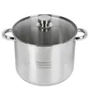 A stainless steel stockpot with a glass lid is shown against a white background. Náhľad obrázku produktu