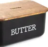 HOMLA AVILA schwarze Butterdose mit Akaziendeckel 15x10x7 Produktbild-Vorschau 6
