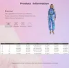 A size chart and a model wearing a metallic jumpsuit. Produktbild-Vorschau