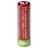 A single red rechargeable battery with white and green text on a white background. Produktbild-Vorschau