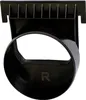 A black plastic drainage channel component with a grate on top and a circular opening below. Anteprima dell’immagine prodotto
