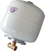 A white expansion vessel with a brass fitting attached, tilted on a white background. Produktbild-Vorschau