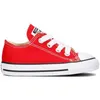 A single red Converse Chuck Taylor All Star sneaker is shown against a white background. Voir les images du produit